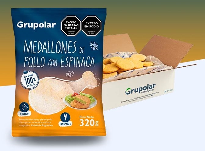 MEDALLONES DE POLLO ESPINACA Y QUESO *6 KG (GRUPOLAR)
