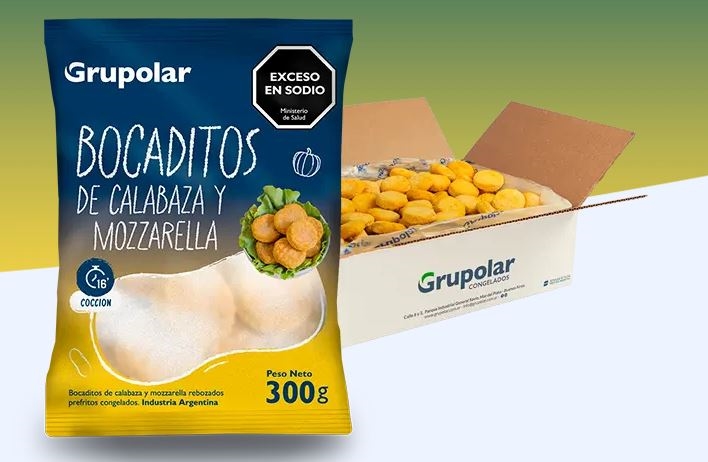 BOCADITOS DE ZAPALLO Y MUZZARELLA *300 grs. (GRUPOLAR)